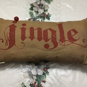 Pottery Barn Christmas JINGLE Pillow 12 × 24 Inches Christmas Farmhouse Burlap